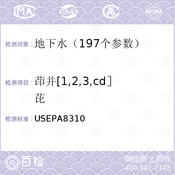 茚并[1,2,3,cd］芘 USEPA8310 多环芳烃类测定