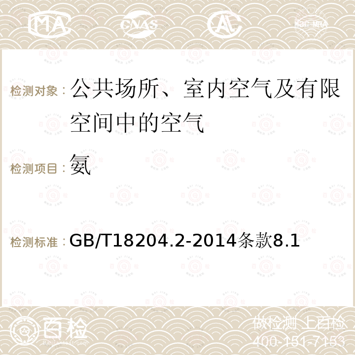 氨 公共场所卫生检验方法 第2部分： 化学污染物 8 氨 靛酚蓝分光光度法