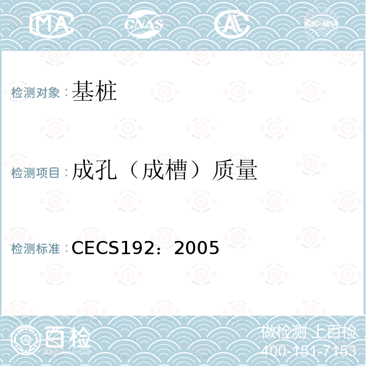 成孔（成槽）质量 CECS192：2005 挤扩支盘灌注桩技术规程