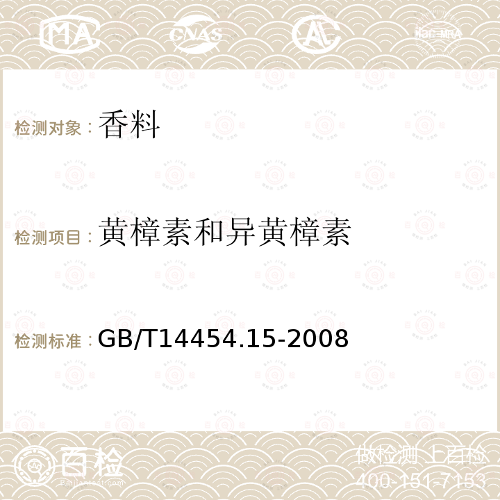 黄樟素和异黄樟素 黄樟油 黄樟素和异黄樟素含量的测定 填充柱气相色谱法