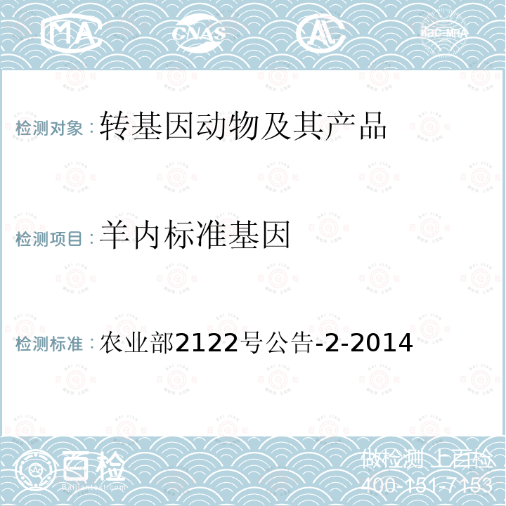 羊内标准基因 转基因动物及其产品成分检测 羊内标准基因定性PCR方法