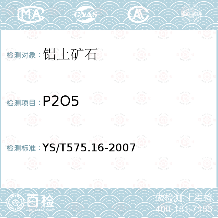 P2O5 铝土矿石化学分析方法 第16部分：五氧化二磷含量的测定 钼蓝光度法