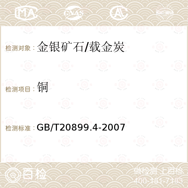 铜 金矿石化学分析方法 第4部分：铜量的测定 2、火焰原子吸收光谱法测定铜量、3、硫代硫酸钠碘量法测定铜量