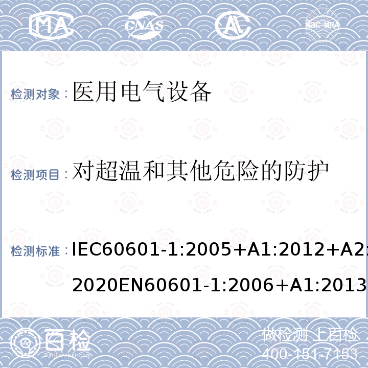 对超温和其他危险的防护 医用电气设备-第1部分：基本安全和基本性能的通用要求