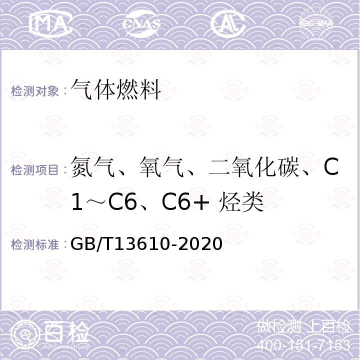 氮气、氧气、二氧化碳、C1～C6、C6+ 烃类 天然气的组成分析 气相色谱法