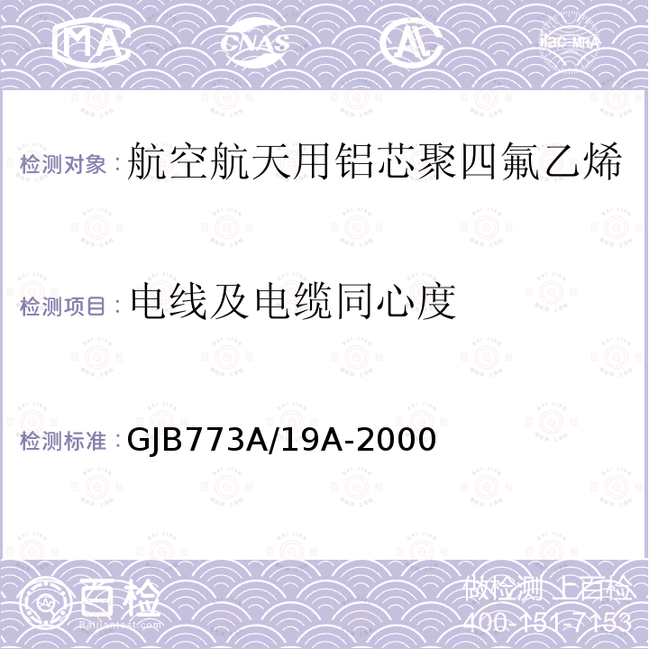 电线及电缆同心度 航空航天用铝芯聚四氟乙烯/玻璃丝组合绝缘电线电缆详细规范