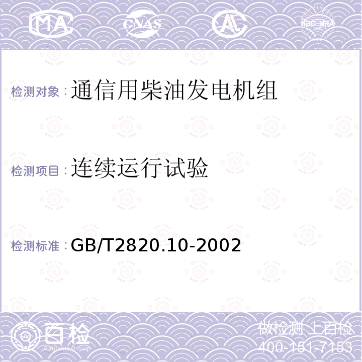 连续运行试验 往复式内燃机驱动的交流发电机组 第10部分:噪声的测量(包面法)