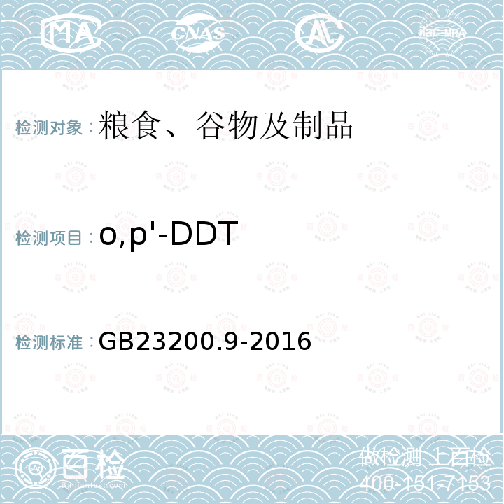 o,p'-DDT 食品安全國家標(biāo)準(zhǔn) 糧谷中475種農(nóng)藥及相關(guān)化學(xué)品殘留量的測定 氣相色譜-質(zhì)譜法