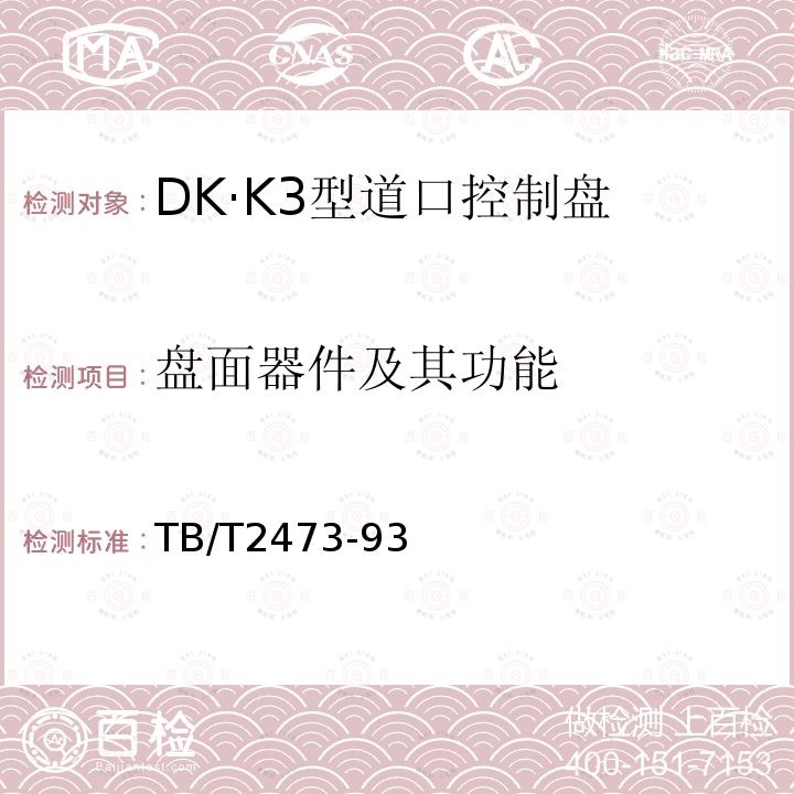 盘面器件及其功能 DK·K3型道口控制盘