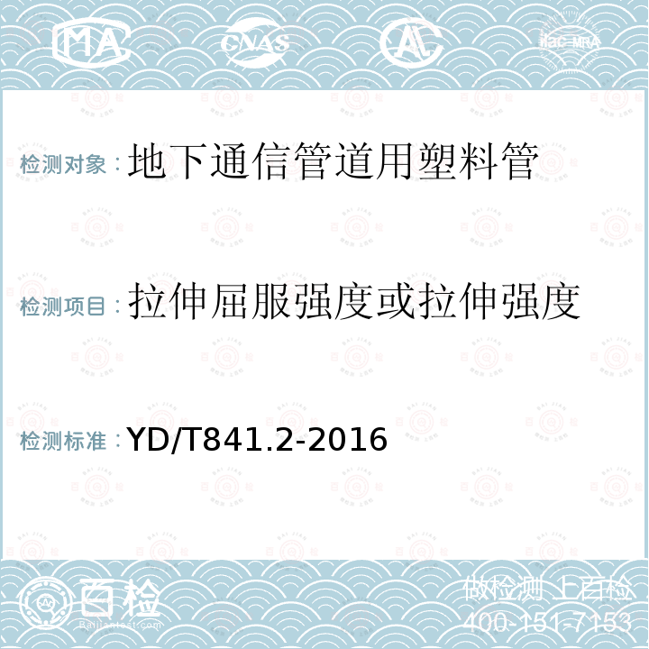 拉伸屈服强度或拉伸强度 地下通信管道用塑料管第2部分：实壁管