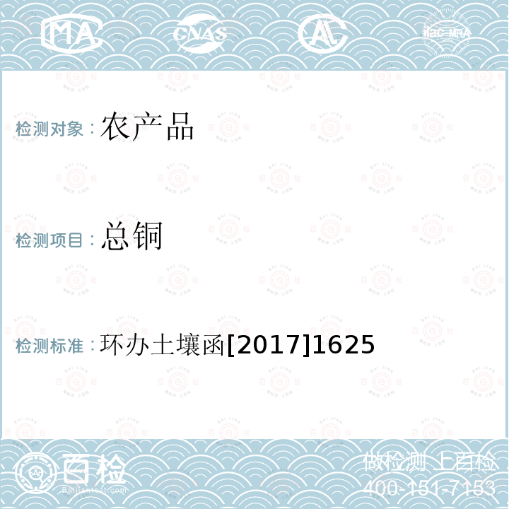 总铜 全国土壤污染状况详查 农产品样品分析测试方法技术规定 电感耦合等离子体质谱法