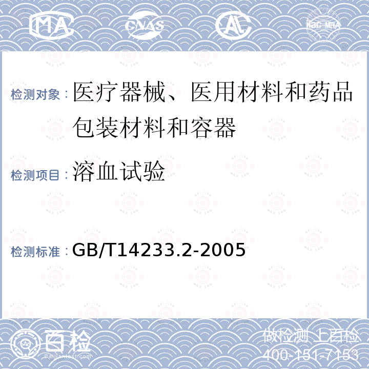 溶血试验 医用输液、输血、注射器具检验方法 第2部分:生物学试验方法