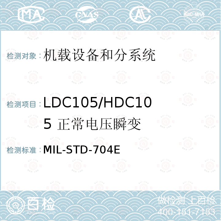 LDC105/HDC105 
正常电压瞬变 MIL-STD-704E 飞机供电特性