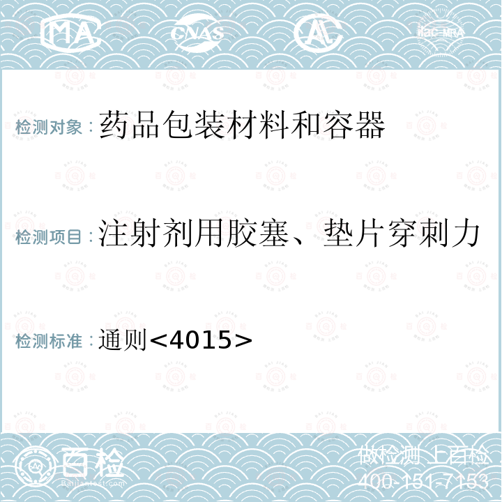 注射剂用胶塞、垫片穿刺力 中国药典2020年版四部