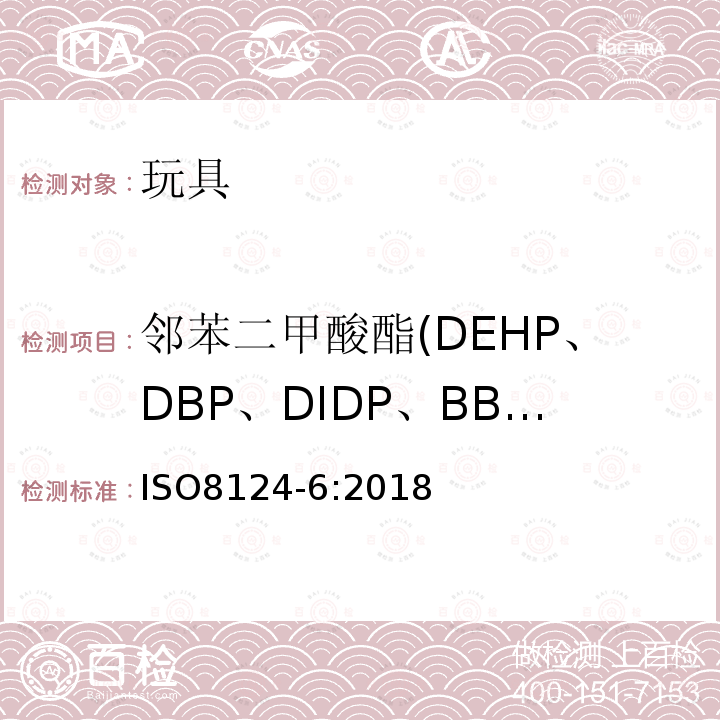 邻苯二甲酸酯(DEHP、DBP、DIDP、BBP、DINP、DNOP) 玩具安全 第六部分：玩具及儿童用品中的特定邻苯二甲酸酯