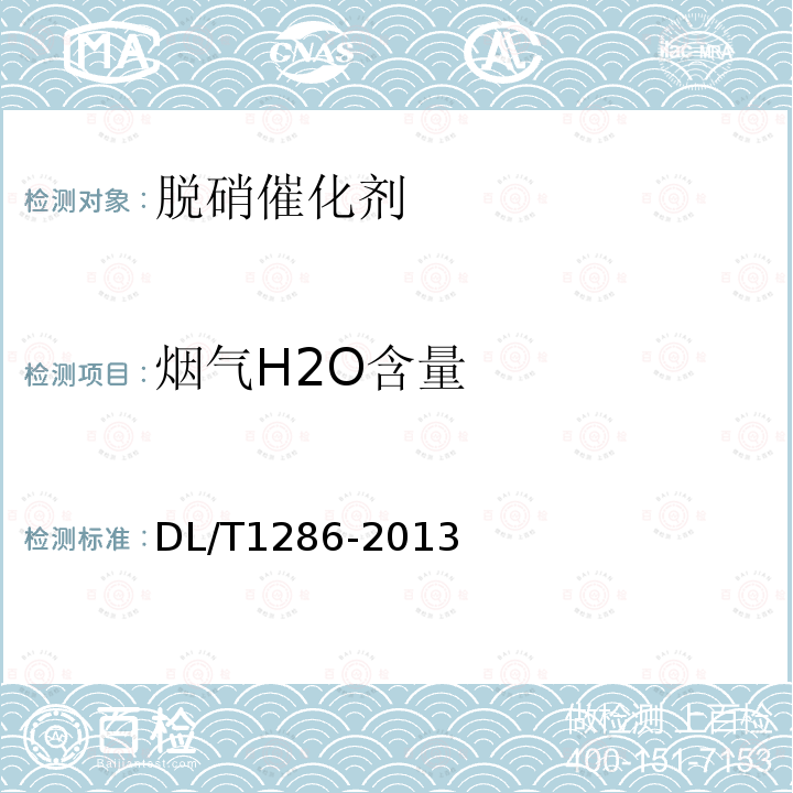 烟气H2O含量 DL/T 1286-2013 火电厂烟气脱硝催化剂检测技术规范