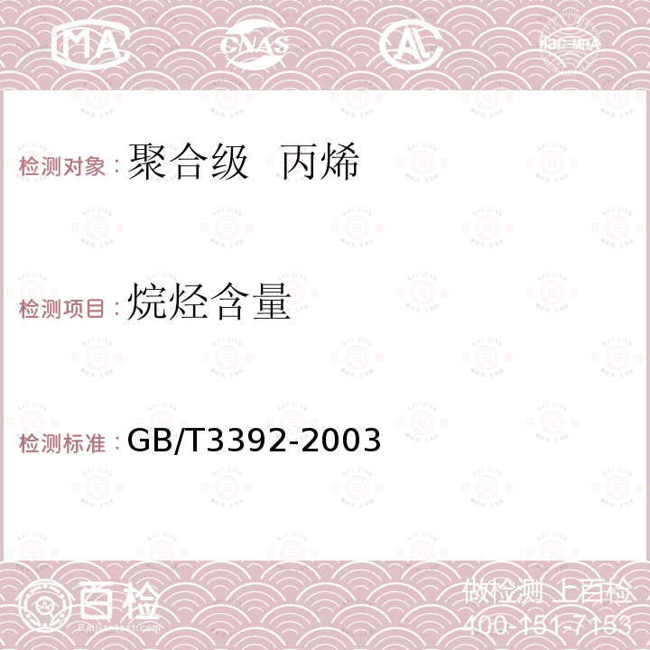 烷烴含量 工業(yè)用丙烯中烴類雜質(zhì)的測定 氣相色譜法