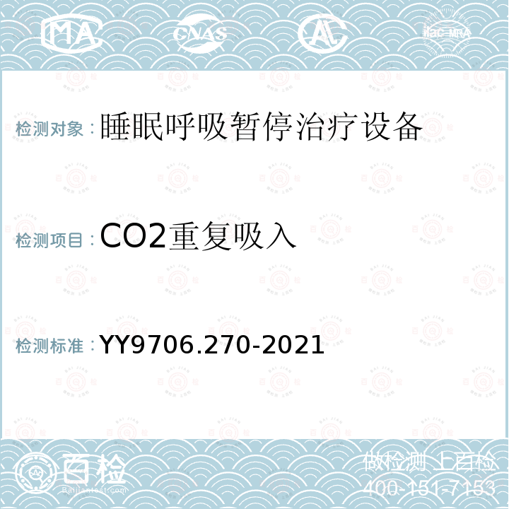 CO2重复吸入 YY 9706.270-2021 医用电气设备  第2-70部分：睡眠呼吸暂停治疗设备的基本安全和基本性能专用要求