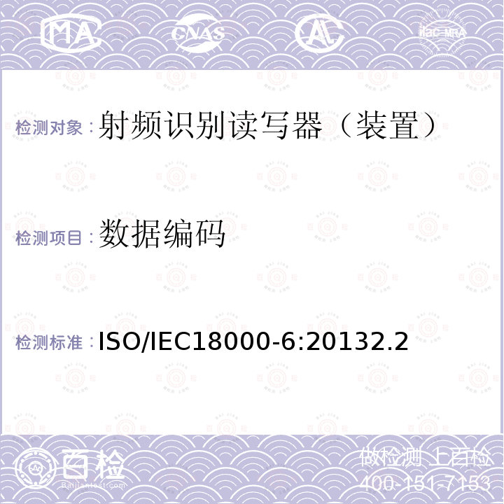 数据编码 信息技术--用于物品管理的射频识别技术 第6部分：在860 MHz-960 MHz通信的空中接口的参数