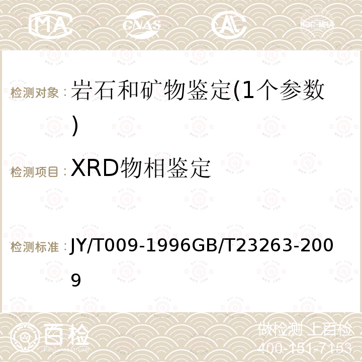 XRD物相鉴定 转靶多晶体X射线衍射方法通则
制品中石棉含量测定方法