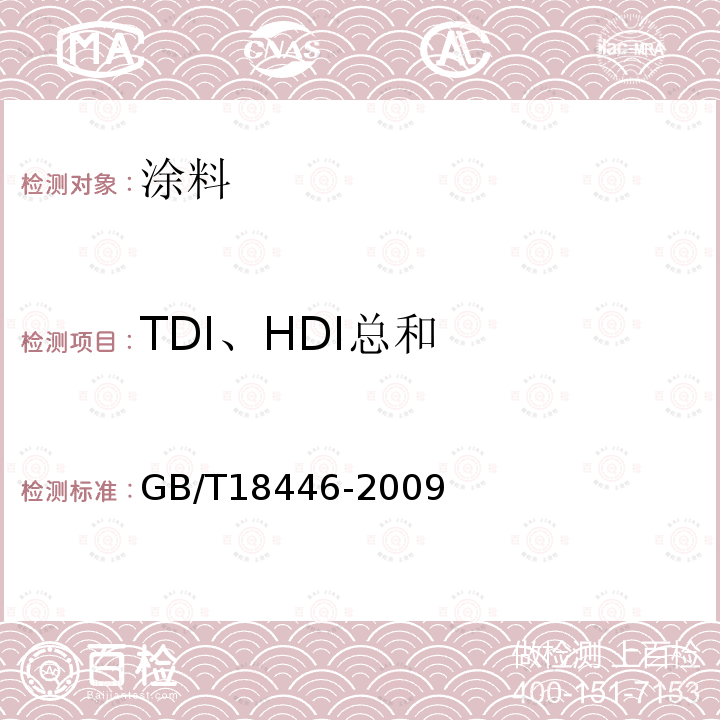 TDI、HDI总和 色漆和清漆用漆基 多氰酸酯树脂中二异氰酸酯单体的测定