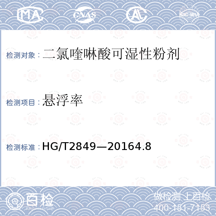懸浮率 二氯喹啉酸可濕性粉劑