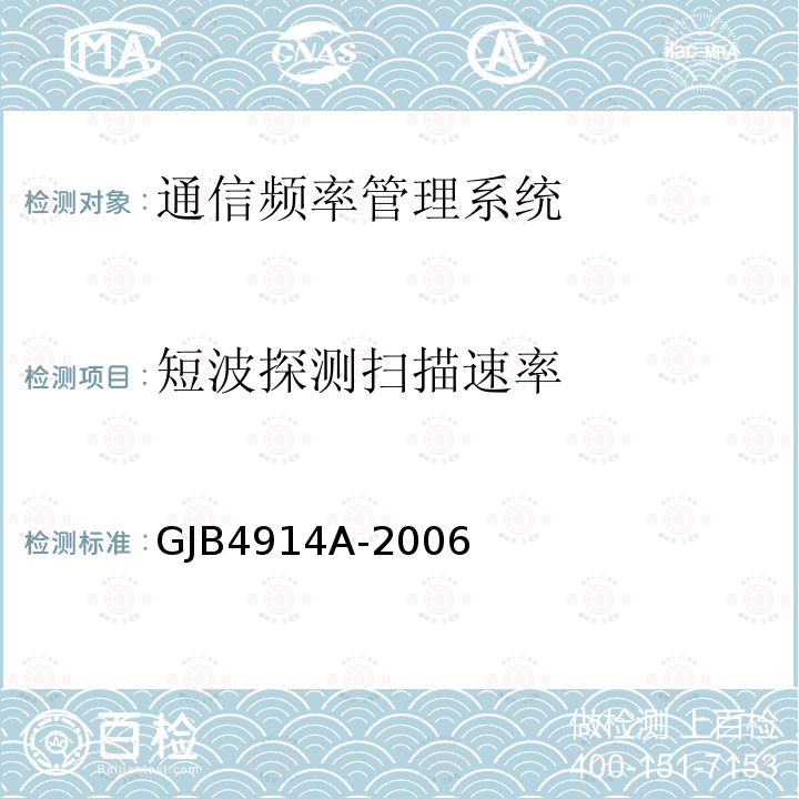 短波探测扫描速率 战场通信频率管理系统通用规范