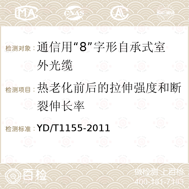 热老化前后的拉伸强度和断裂伸长率 通信用“8”字形自承式室外光缆