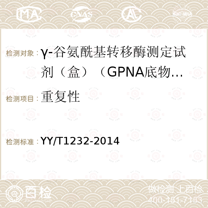重复性 γ-谷氨酰基转移酶测定试剂（盒）（GPNA底物法）