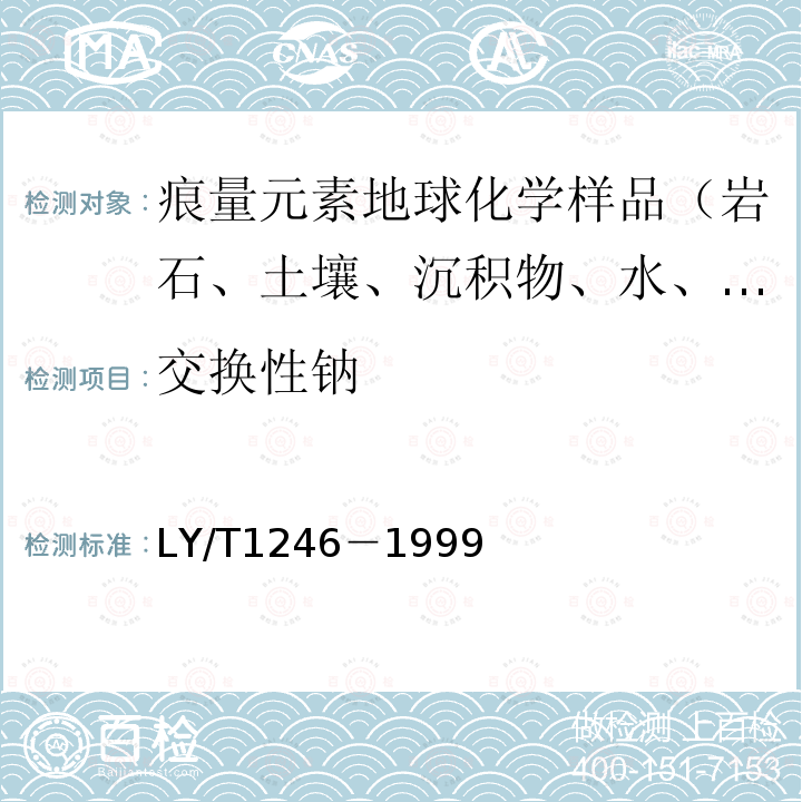 交换性钠 森林土壤分析方法，森林土壤交换性钾和钠的测定－1mol/L乙酸铵交换－火焰光度法