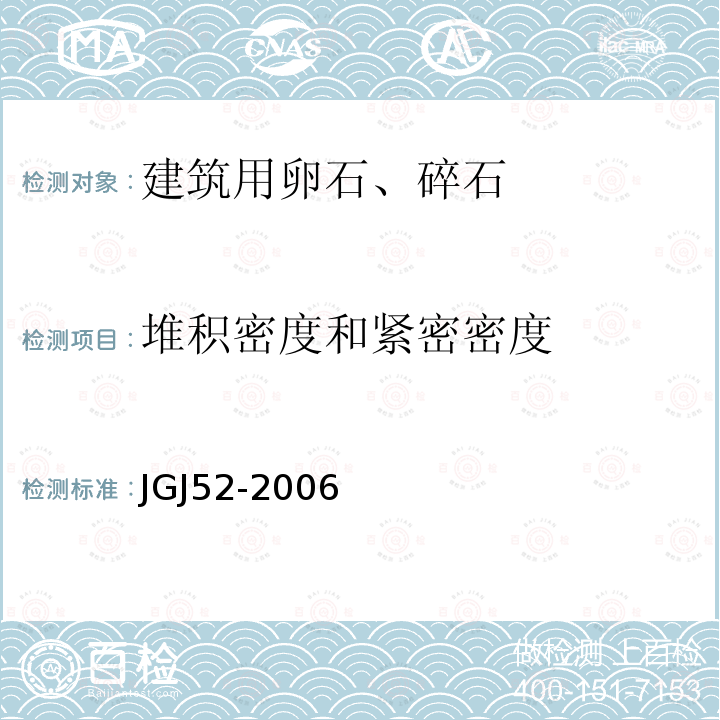 堆积密度和紧密密度 普通混凝土用砂、石质量检验方法标准