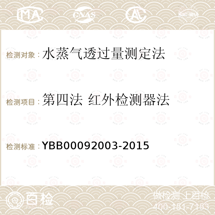 第四法 红外检测器法 YBB 00092003-2015 水蒸气透过量测定法