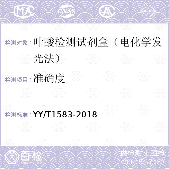 准确度 叶酸测定试剂盒（化学发光免疫分析法）