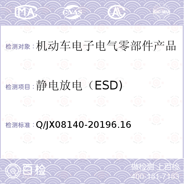 静电放电（ESD) 电子电气零部件及子系统电磁兼容性标准