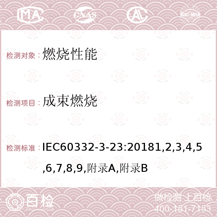 成束燃烧 IEC 60332-3-23-2018 电缆和光纤电缆在的遇火试验 第3-23部分:垂直安装的成束电线或电缆的垂直火焰蔓延试验 B类