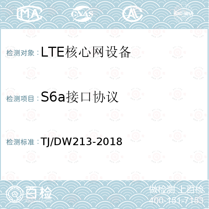 S6a接口协议 TJ/DW213-2018 铁路宽带移动通信系统(LTE-R)系统需求暂行规范