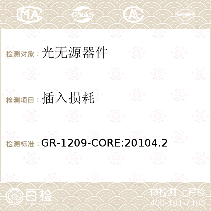 插入损耗 GR-1209-CORE:20104.2 光无源器件通用要求