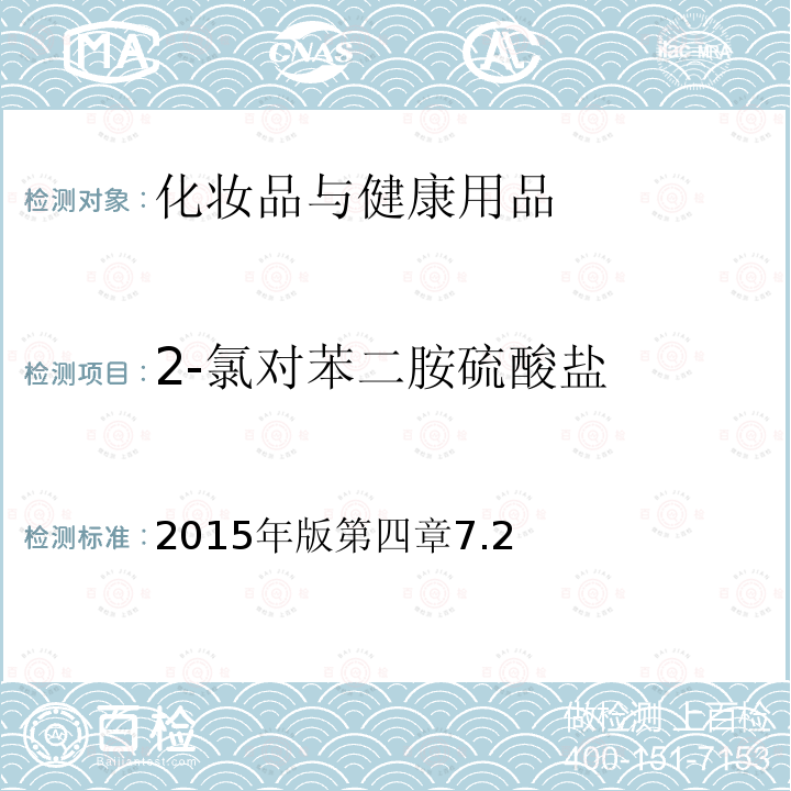 2-氯对苯二胺硫酸盐 国家食品药品监督管理总局 化妆品安全技术规范