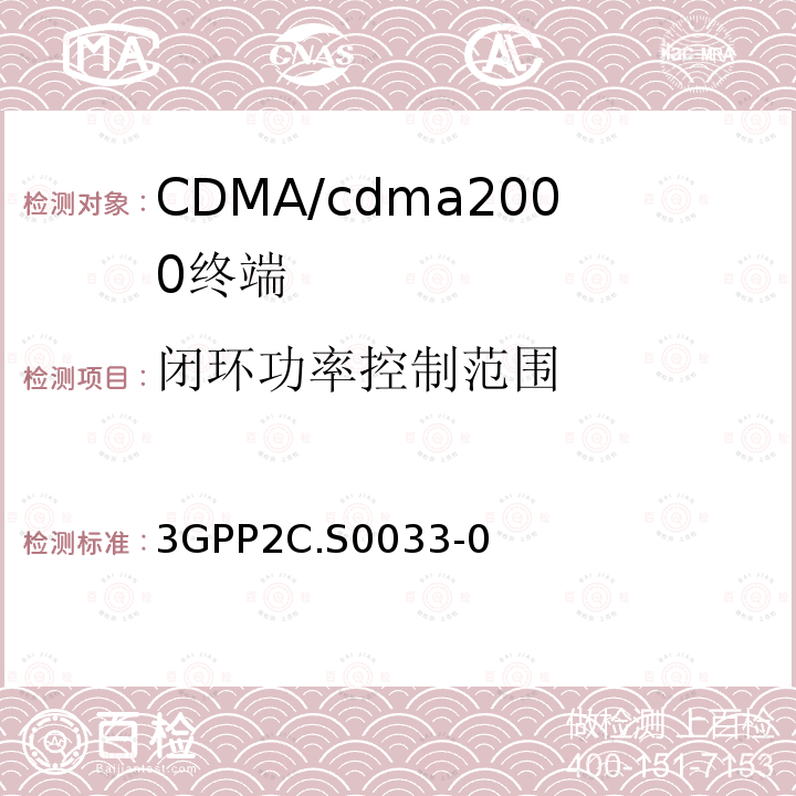 闭环功率控制范围 3GPP2C.S0033-0 cmda2000高速率分组数据接入终端的建议最低性能