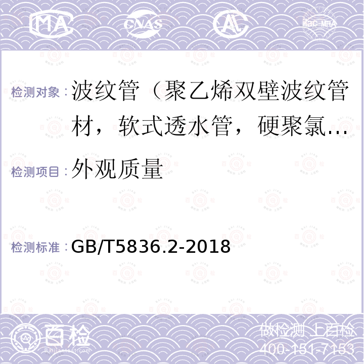 外观质量 建筑排水用硬聚氯乙烯（PVC-U）管件