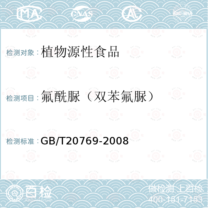 氟酰脲（双苯氟脲） 水果和蔬菜中450种农药及相关化学品残留量的测定 液相色谱-串联质谱法