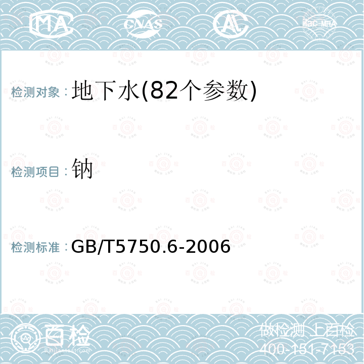 钠 生活饮用水标准检验方法 金属指标22.1火焰原子吸收分光光度法