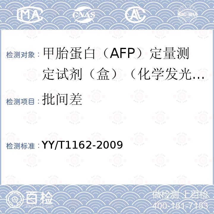批间差 甲胎蛋白(AFP)定量测定试剂(盒)（化学发光免疫分析法）