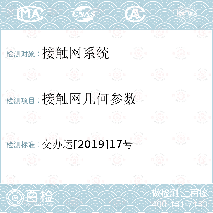 接触网几何参数 城市轨道交通初期运营前安全评估技术规范 第1部分：地铁和轻轨