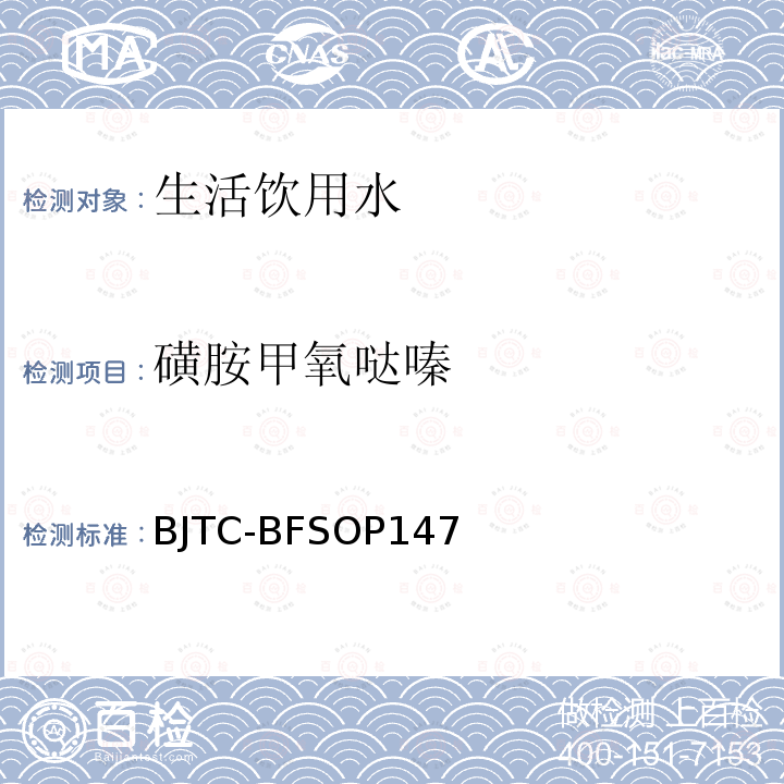 磺胺甲氧哒嗪 出口瓶装水及饮用水中多种抗生素污染物的测定