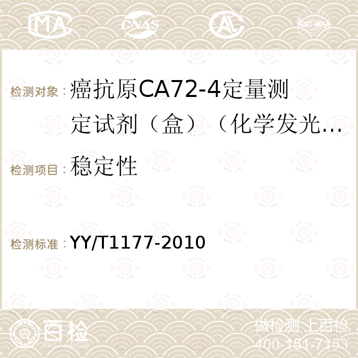 稳定性 癌抗原CA72-4定量测定试剂(盒) 化学发光免疫分析法