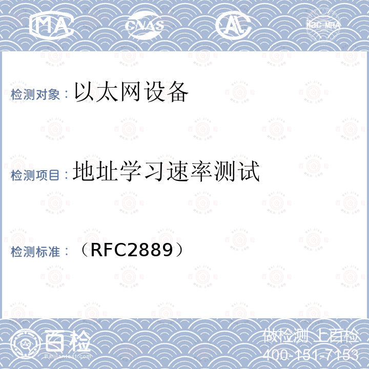 地址学习速率测试 局域网（LAN）交换设备基准测试方法