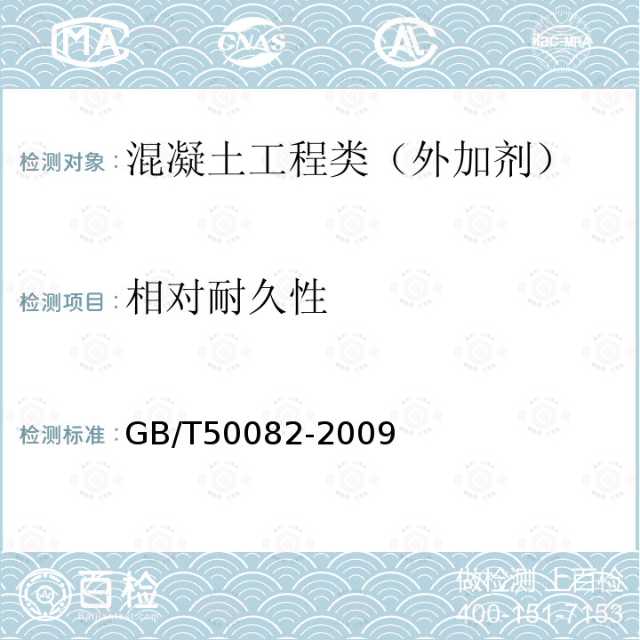 相对耐久性 普通混凝土长期性能和耐久性能试验方法标准 （4 抗冻试验）