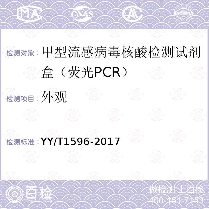 外观 甲型流感病毒核酸检测试剂盒（荧光PCR）