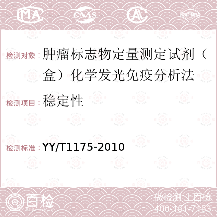 穩(wěn)定性 腫瘤標志物定量測定試劑（盒）化學發(fā)光免疫分析法